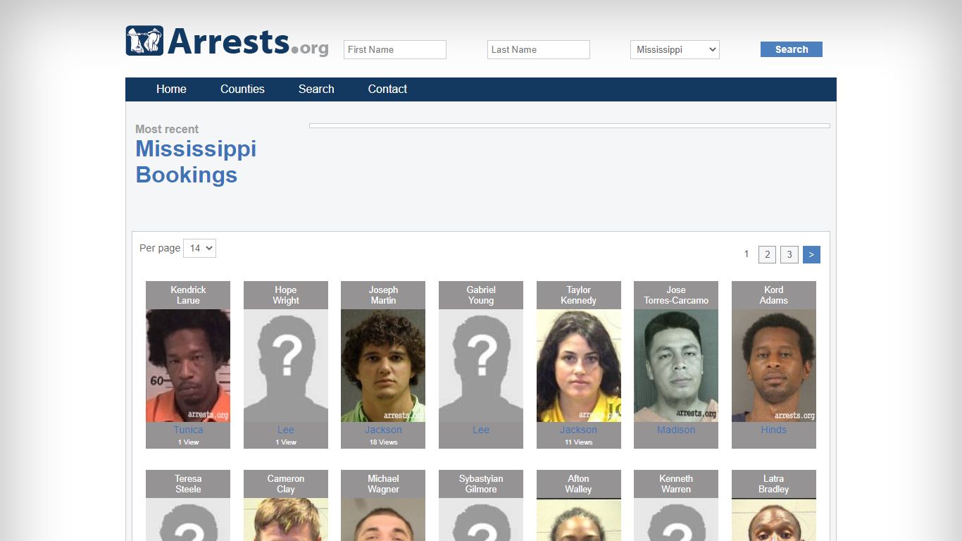 Mississippi Arrests and Inmate Search